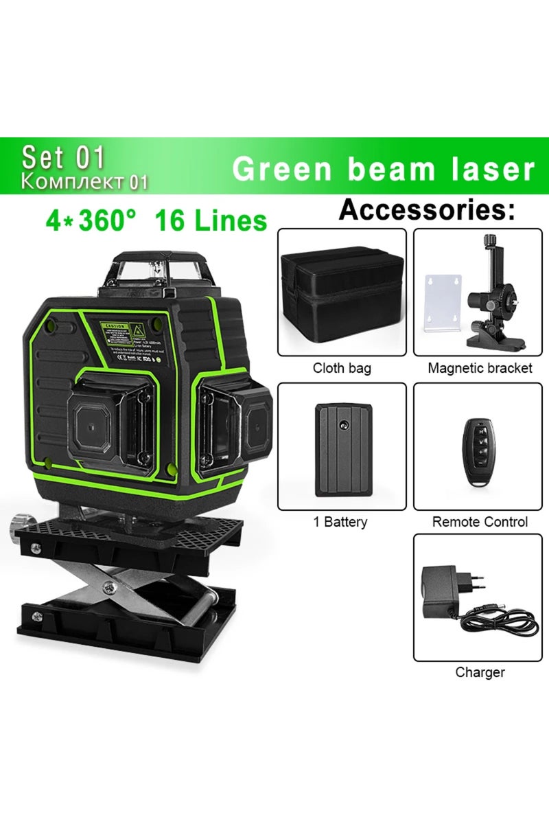 erorex ME16G Clubiona 4D 16 Lines Professional Powerful Green Lines Laser Level with Remote Control and Pul