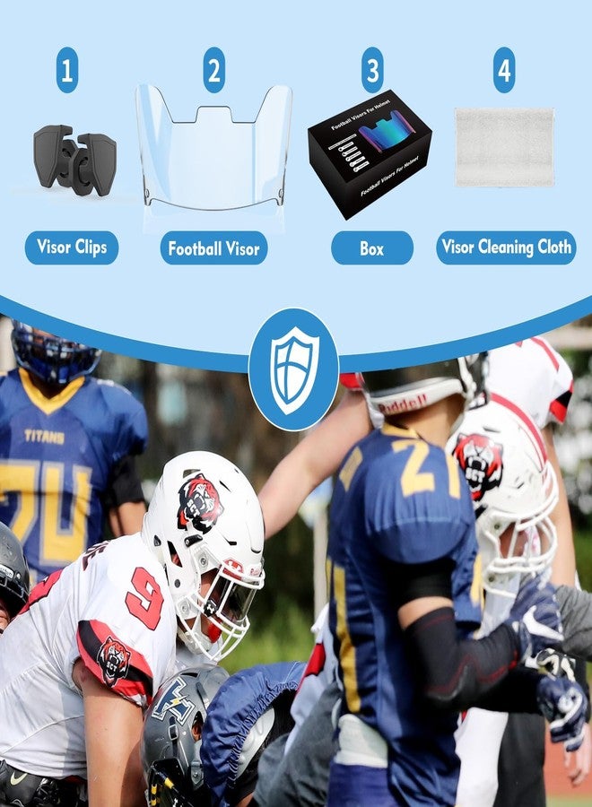 OYMLANX Clear Football Visor for Youth & Adult Helmets, Easy-Install Football Helmet Visor with Quick-Install Clips, Fits Many Facemasks - Image 5