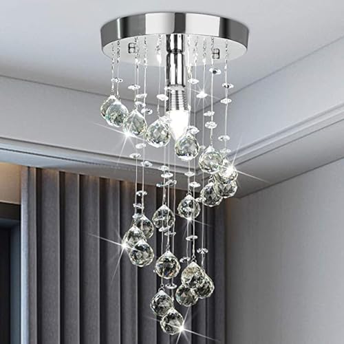 CRYSTA WORLD 3 Watts K9 Modern Spiral Crystal Chandelier (White, Hight 46 cm(18 inch))(AC/DC) - Image 1