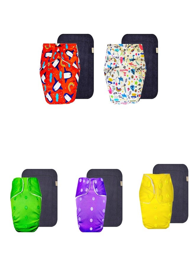 Dumbledo Premium Cloth Diaper with Gray Insert (Pack of 5) | Snug Fit | Breathable | Easy to Clean | Designed by Moms | 3 Months - 3 Years | Unisex Baby - Image 1