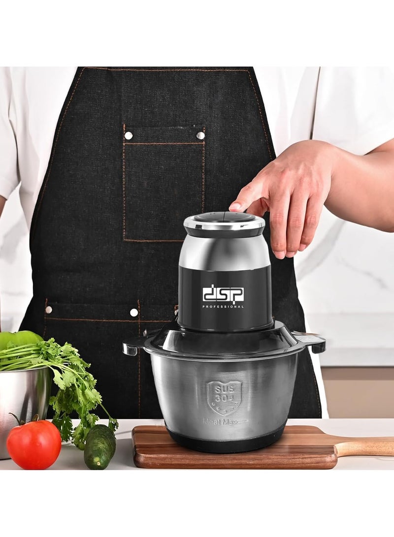 DSB DSP Meat and Vegetable Chopper and Mincer, 2L Meat Chopper, 250W, 28000RPM, Pure Copper Motor, Stainless Steel Blades and Body, 2 Speed ​​Control, KM4103, Multicolor - Image 2