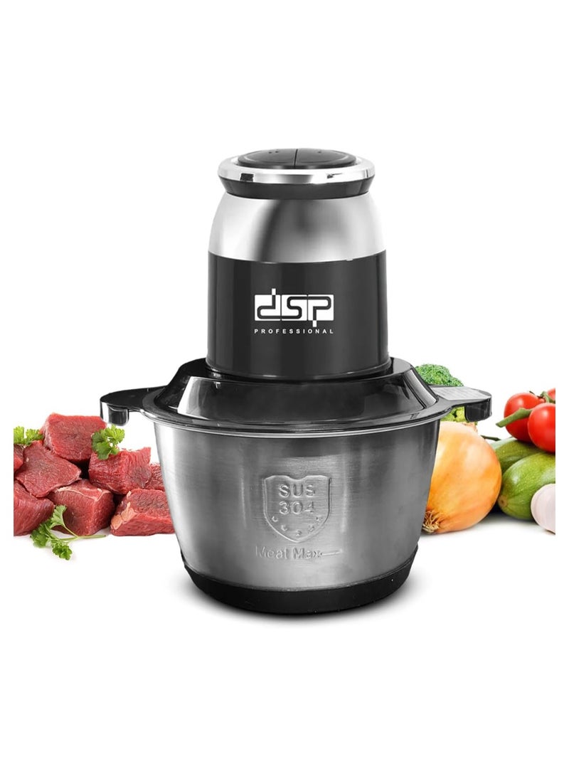 DSB DSP Meat and Vegetable Chopper and Mincer, 2L Meat Chopper, 250W, 28000RPM, Pure Copper Motor, Stainless Steel Blades and Body, 2 Speed ​​Control, KM4103, Multicolor - Image 3
