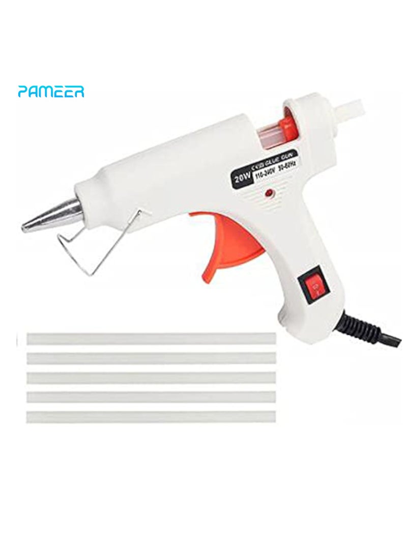 بامير مسدس غراء، مع 8 أعواد غراء ساخن. طقم مسدس غراء ساخن، غطاء قابل للإزالة ومضاد للحرارة، مع زناد مرن، لمشاريع الحرف اليدوية الصغيرة، والإغلاق، والإصلاحات اليومية السريعة. - Image 1