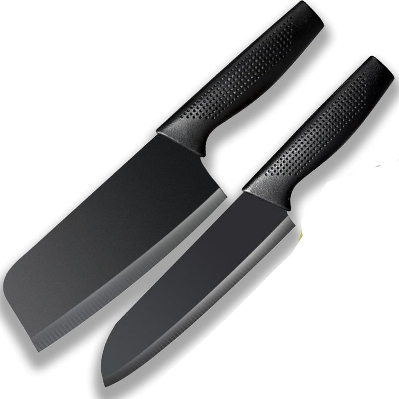 Potency طقم سكاكين شيف 7 إنش و65 إنش سكين تقطيع اللحم سكين دجاج من الفولاذ المقاوم للصدأ مقبض بلاستيك PP سكين فواكه وخضروات وأعشاب ولحوم حاد للغاية عبوة من 2 - Image 1