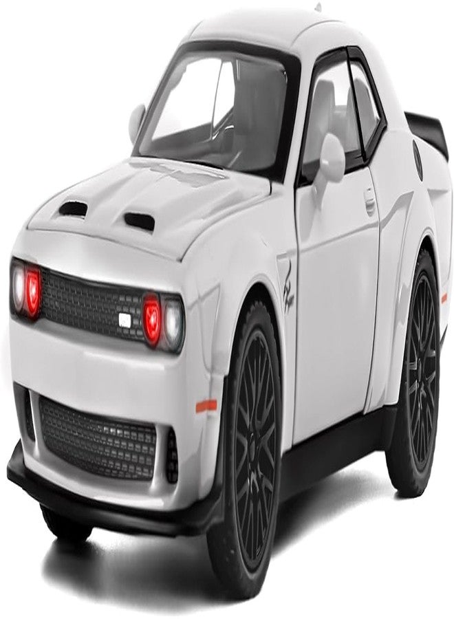 VARIYA ENTERPRISE Model Car Exclusive Alloy Metal Pull Back Die-cast Car Metal Pullback Toy car with Openable Doors & Light Music Best Gifts Toys Kids (1:24 Scale Dodge Challenger - White) - Image 1