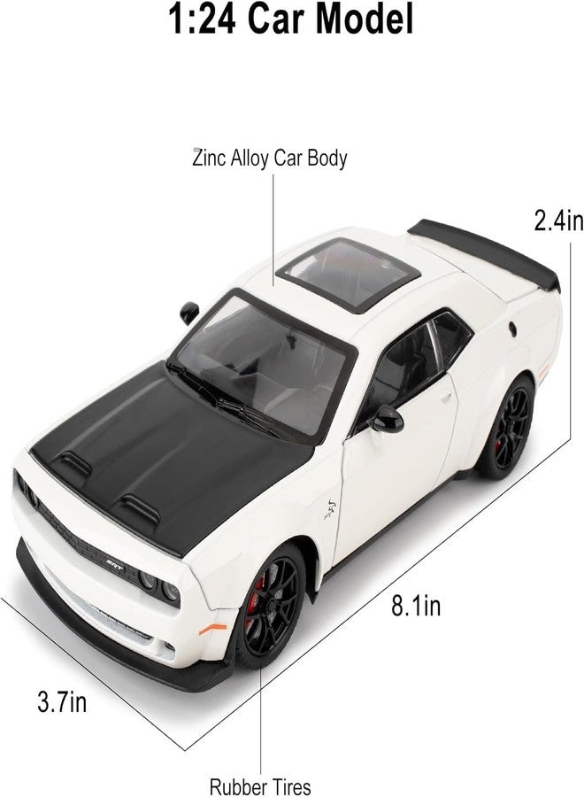 VARIYA ENTERPRISE Model Car Exclusive Alloy Metal Pull Back Die-cast Car Metal Pullback Toy car with Openable Doors & Light Music Best Gifts Toys Kids (1:24 Scale Dodge Challenger - White) - Image 2