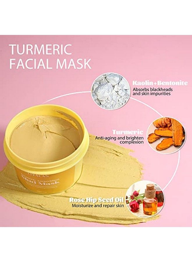 LIYALAN Clay Mask Set(1.76 Oz/4 Pack) Turmeric Facial Mask Matcha Clay Mask Eggplant Rose Face Mask Skin Care Gift For Women  - Image 5