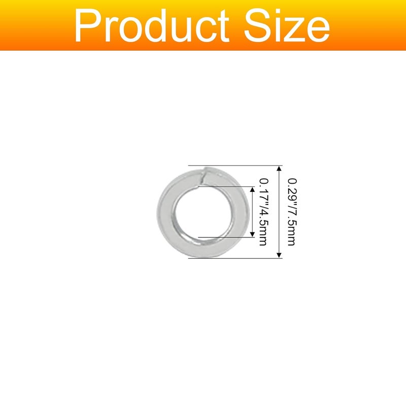 BokWin 100 Pcs Spring Lock Washer #8 Stainless Steel Split Lock Washers(Silver) - Image 5