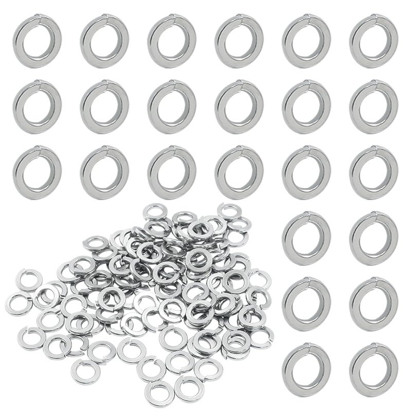 BokWin 100 Pcs Spring Lock Washer #8 Stainless Steel Split Lock Washers(Silver) - Image 1
