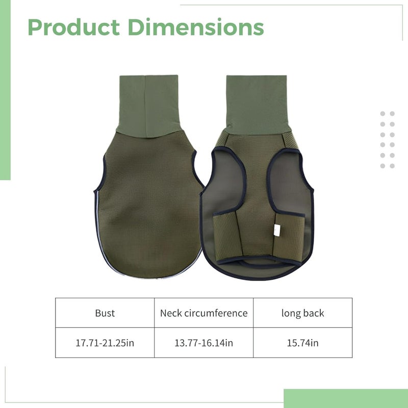 M Size Dog Calming Jacket, Olive Green, 17.7-21.3 in Chest, Calming Comfort Vest with Two-Way High Collar and Reflective Strip - Image 3