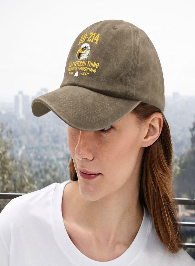 Paunook DD 214 It's A Veteran Thing You Wouldn't Understand Hat for Men Classic Washed Pigment Khaki - Image 5