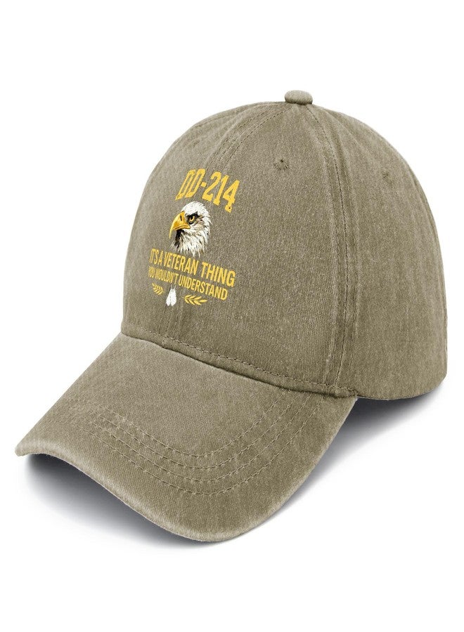 Paunook DD 214 It's A Veteran Thing You Wouldn't Understand Hat for Men Classic Washed Pigment Khaki - Image 2