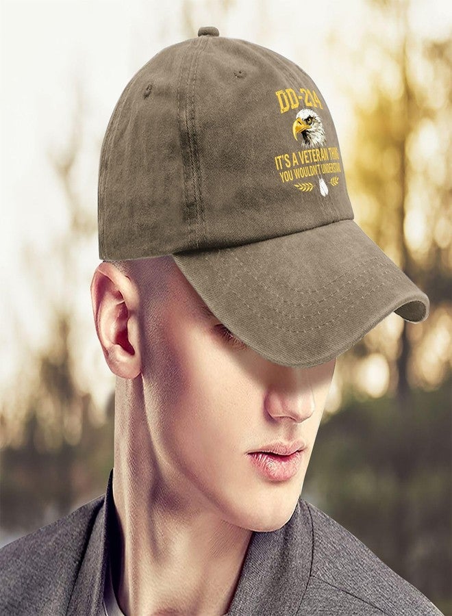 Paunook DD 214 It's A Veteran Thing You Wouldn't Understand Hat for Men Classic Washed Pigment Khaki - Image 4
