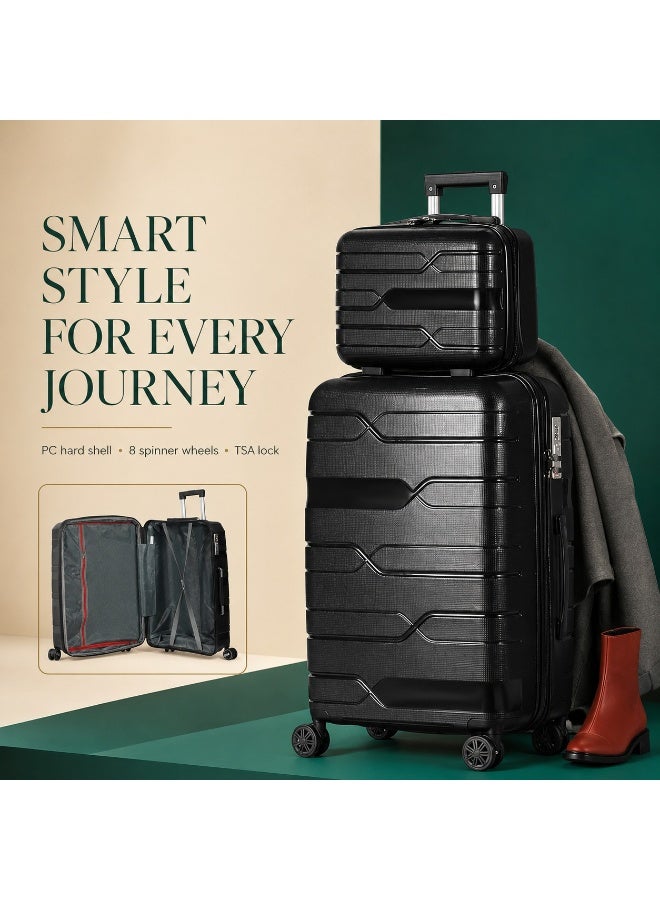 2-Piece Travel Luggage Set, 8-Wheel Spinner Suitcases, Secure Locking System, Lightweight & Durable Design - Image 4