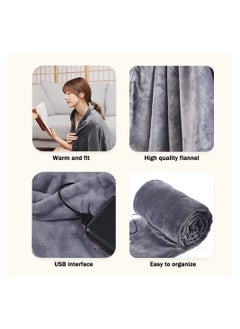 KASTWAVE Electric Heating Blanket, USB Thermostatic Heat Mat for Back Pain Relief and Cramps Relief with 3 Heat Settings & Auto Shut Off Timer, Gray Flannel Electric Overblanket for Sofa, 140x80cm  - Image 5