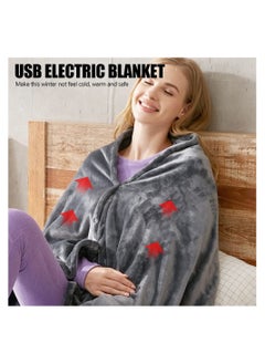 KASTWAVE Electric Heating Blanket, USB Thermostatic Heat Mat for Back Pain Relief and Cramps Relief with 3 Heat Settings & Auto Shut Off Timer, Gray Flannel Electric Overblanket for Sofa, 140x80cm  - Image 2
