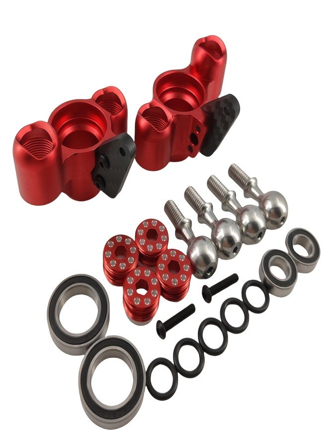 Ruivexi Aluminum Front Steering Knuckles & Caster Blocks with Pivot Balls - Compatible with Arrma 1/8 Kraton, Outcast, Notorious 6S BLX - Upgrade Parts Replace AR330505 ARAC9366 (Red) - Image 1