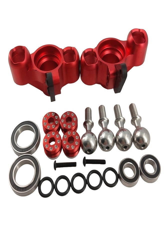 Ruivexi Aluminum Front Steering Knuckles & Caster Blocks with Pivot Balls - Compatible with Arrma 1/8 Kraton, Outcast, Notorious 6S BLX - Upgrade Parts Replace AR330505 ARAC9366 (Red) - Image 2
