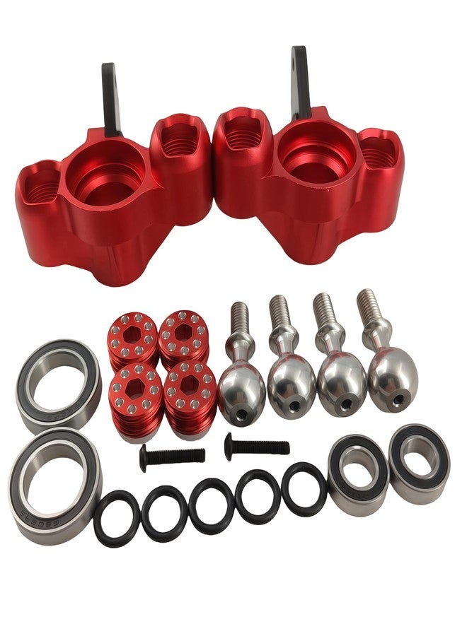 Ruivexi Aluminum Front Steering Knuckles & Caster Blocks with Pivot Balls - Compatible with Arrma 1/8 Kraton, Outcast, Notorious 6S BLX - Upgrade Parts Replace AR330505 ARAC9366 (Red) - Image 3