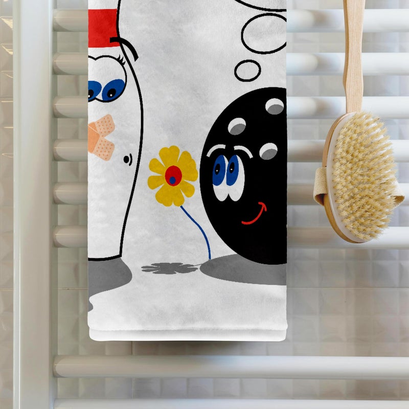 3DROSE 3D Rose Id Hit Ball Thinks to Pin Bowling Humor Design Hand/Sports Towel  15 x 22 - Image 1