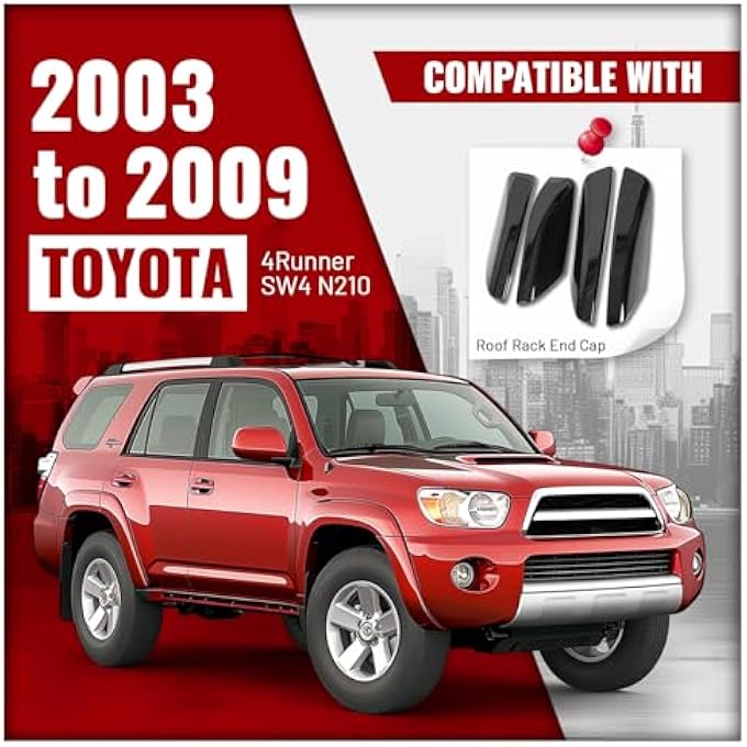 rayihni 4Pcs Black Roof Rack Rail End Bar Cover Cap Shell Protection Replace for 2003-2009 4Runner SW4 N210 - Image 3