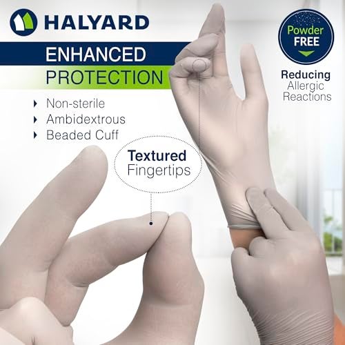 HALYARD Sterling SG Nitrile Powder Free Exam Gloves Disposable 3.7 mil, 9.5 Inches, Gray, Medium, 41659 (Box of 250) - Image 2