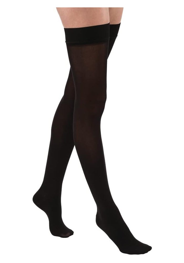 JOBST Relief Thigh High Compression Stockings 15-20 mmHg, Closed Toe with Silicone Dot Band, X-Large, Black - Image 1