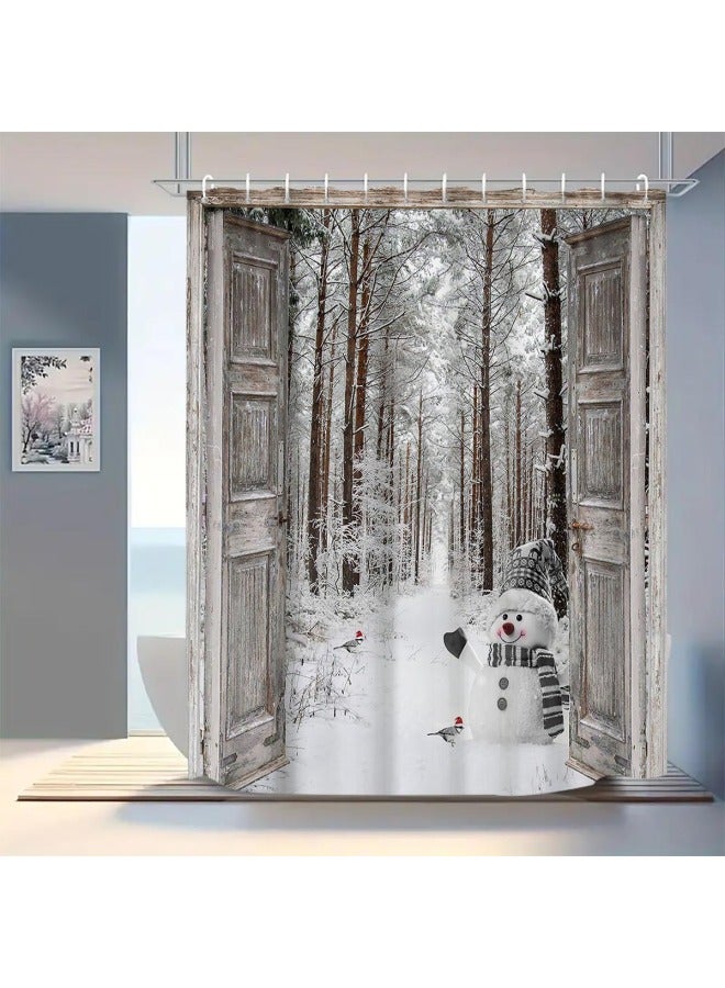 Plaid Waterproof Shower Curtain, Mildew-proof Bathroom Toilet Shower Parion Curtain