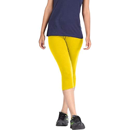 FEELBLUE Premium Cotton Strechable Women's Casual/Gym/Sports 3/4th Capri (Free Size) Combo Pack of 5 (yelowPinkRoyalRedMagenta) - Image 2