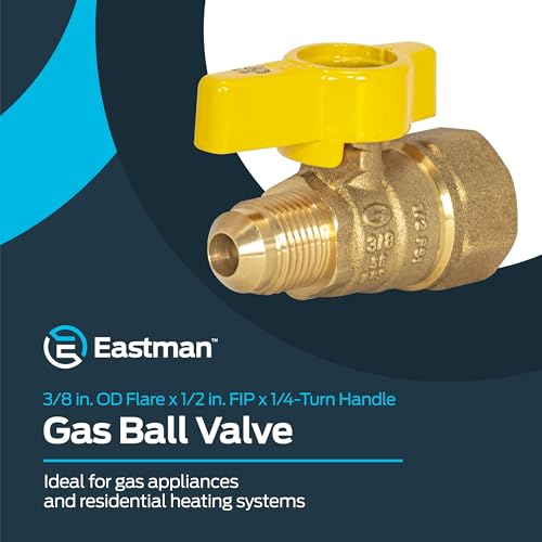Eastman Straight Gas Brass Ball Valve, 1/2 in FIP x 3/8 in OD Flare Female, 1/4-Turn Handle, 60001 - Image 2