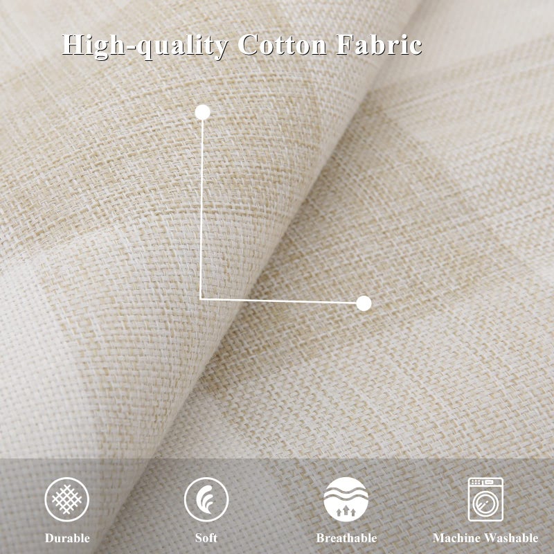 decorUhome decorUhome Fall Buffalo Plaid Check Throw Pillow Covers 12x20 Set of 2  Outdoor Lumbar Decorative Farmhouse Pillow Covers with Stitched Edge for Bed Couch Sofa  Cream White and Beige - Image 3