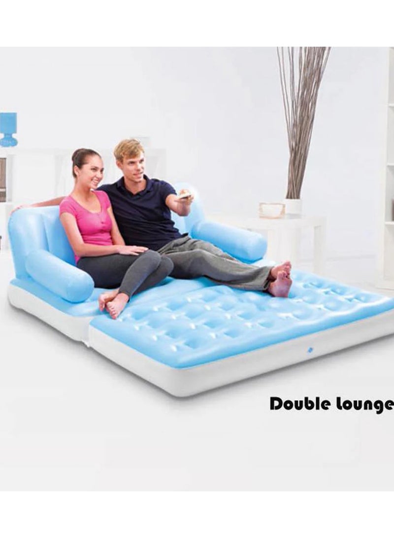 كرسي صالة فاخر قابل للنفخ داخليًا وخارجيًا - مقعد على شكل أريكة من القماش المخملي الناعم - مثالي للمنزل والحديقة، والألعاب، والنزهات، والشاطئ، والمهرجانات... (أزرق، كبير) - Image 3