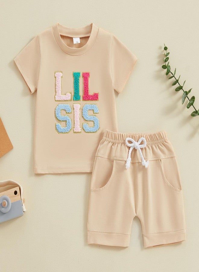 YINGISFITM Toddler Baby Boy Girl Clothes Big Sister/Brother Little Sister/Brother Matching Outfits Summer Shorts Sets (Lil SIS, 12-18 Months) - Image 2