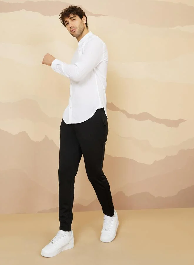 Styli Solid Slim Fit Knit Pants