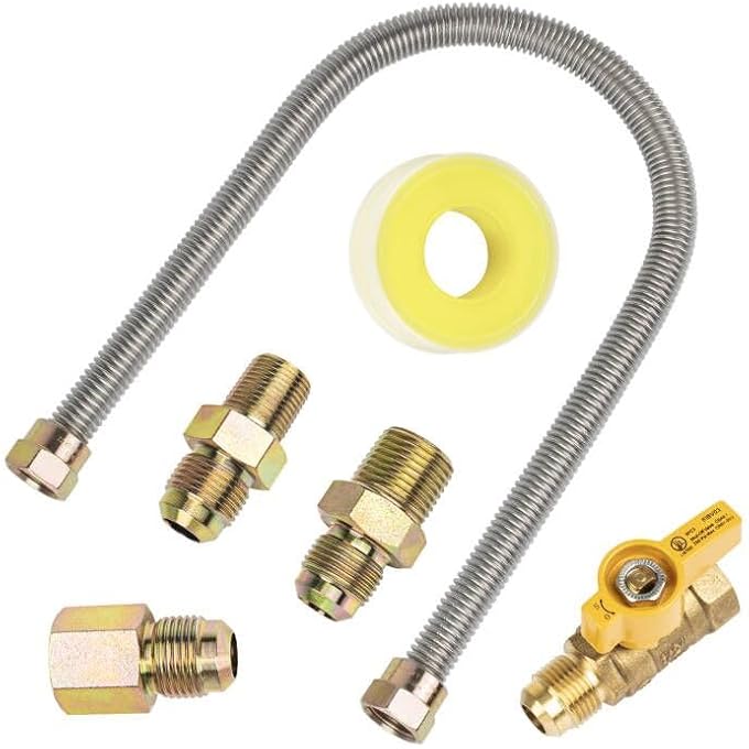 ONE STOP UNIVERSAL GAS APPLIANCE HOOK UP KIT F271239 - INCLUDES 22-INCH FLEXIBLE GAS LINE, ON/OFF VALVE AND 3 DIFFERENT COUPLINGS - Image 2