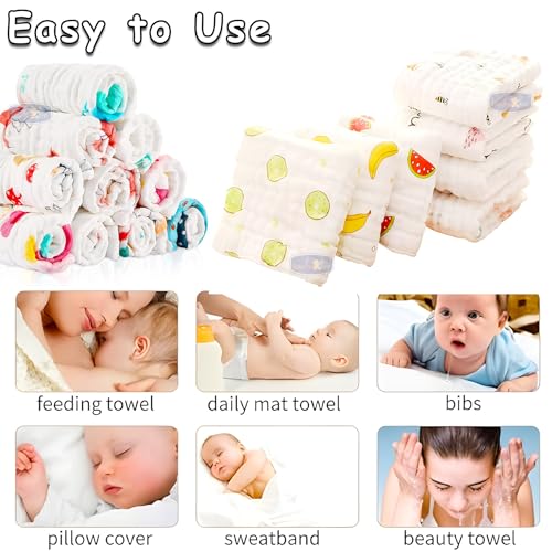 Koochie-Koo Set of 5 Muslin Cloths | 500 GSM | 50x25 Big Size | 6 Layered | New Born Baby Essentials, Swaddle for New Born | Baby Towels Newborn, Soft & Absorbent - Image 3
