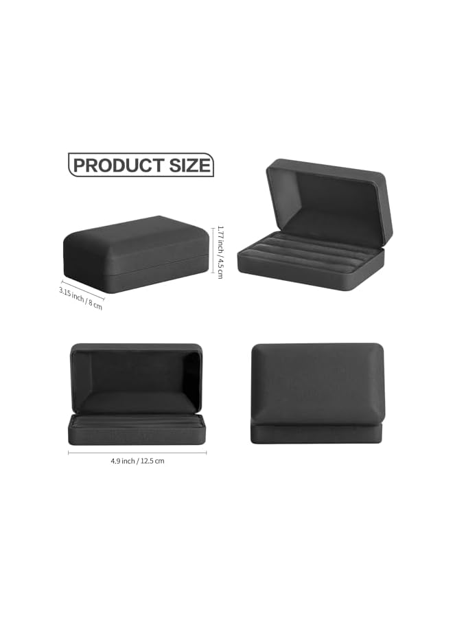 The Bros Velet Ring Storage Box for Multiple Rings, Travel Jewelry Ring Stud Earrings Holder Case, 3 Slot Portable Ring Display Organizer Case (Black)  - Image 3