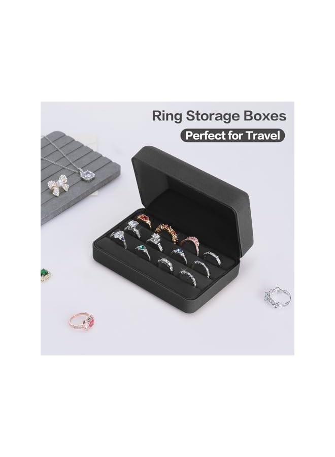The Bros Velet Ring Storage Box for Multiple Rings, Travel Jewelry Ring Stud Earrings Holder Case, 3 Slot Portable Ring Display Organizer Case (Black)  - Image 5