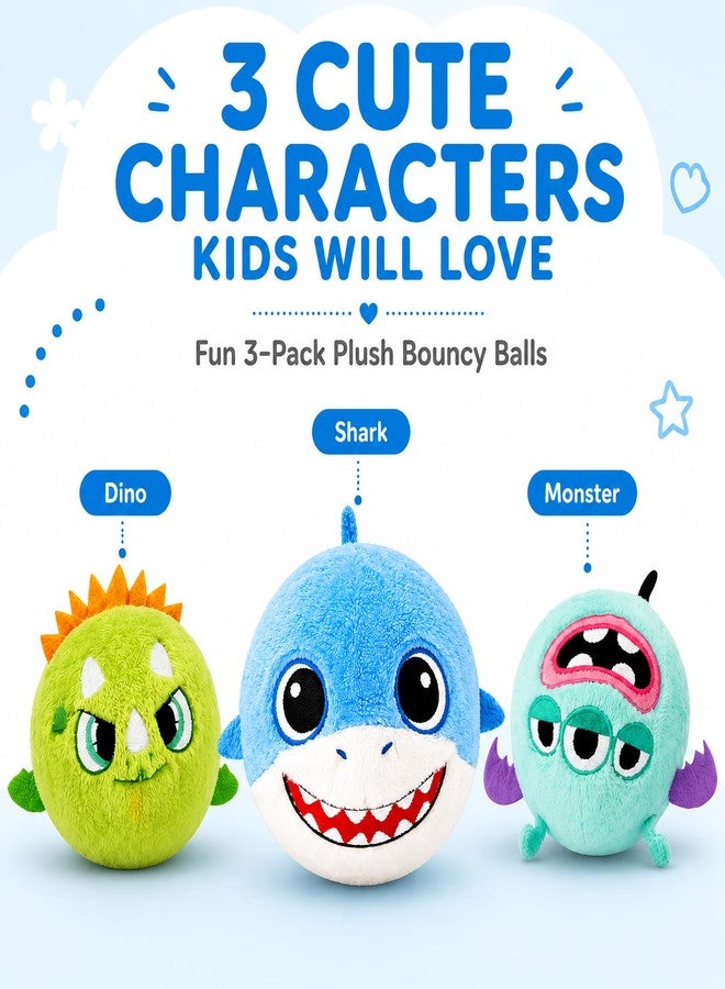 PlayZap Plush Sensory Balls for Toddlers 1-3, Soft Bouncy Balls for Babies & Kids, BPA-Free Plush Ball Toys with Bunny Shark Unicorn Covers, 3 Pack - Image 5