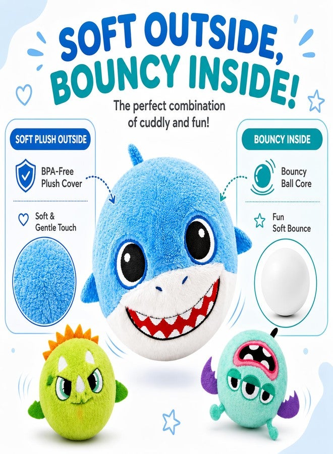 PlayZap Plush Sensory Balls for Toddlers 1-3, Soft Bouncy Balls for Babies & Kids, BPA-Free Plush Ball Toys with Bunny Shark Unicorn Covers, 3 Pack - Image 3