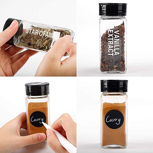 Vasukie Salt & Pepper Square Glass Spice Jar with Black Sifter Two Sided Sifter Cap,Masala jar Spice Container (Each Bottle 120ml) (4 Piece) - Image 4
