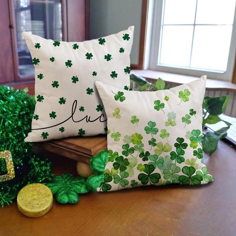 DFXSZ St Patricks Day Pillow Covers 18x18 Happy Lucky Clovers Decor for Throw Pillows Covers St Patricks Day Pillow Covers Decor Couch Living Room 73B - Image 4