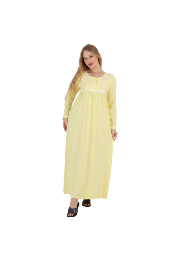 zecotex  Women's Egyptian Cotton Embroidered Maxi Nightgown – Soft Breathable Long Sleeve Sleep Dress M-6XL – Made in Egypt - Image 1
