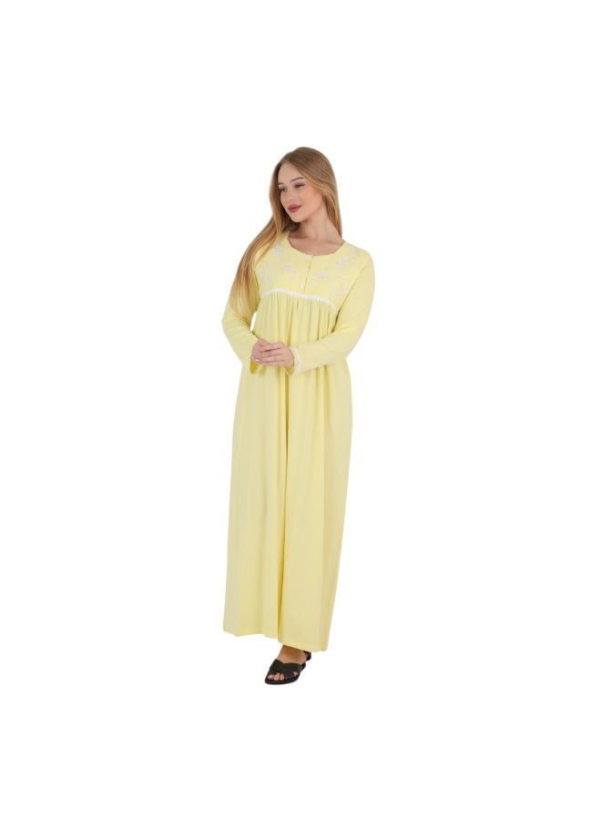 zecotex  Women's Egyptian Cotton Embroidered Maxi Nightgown – Soft Breathable Long Sleeve Sleep Dress M-6XL – Made in Egypt - Image 2