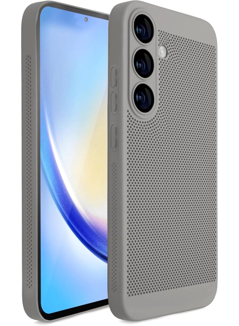 Heat Dissipation Samsung Galaxy A16 Case with Built in Camera Lens Protector Slim Fit Breathable Cooling Anti Fingerprint Hard PC Back Shockproof Cover For  (Grey)