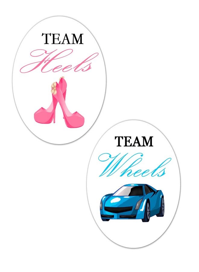 Remarkable Team Heels Wheels Gender Reveal Party Stickers,2.5 Inch Party Stickers Decorations Supplies Favors Voting Glossy(120 Pcs) - Image 1
