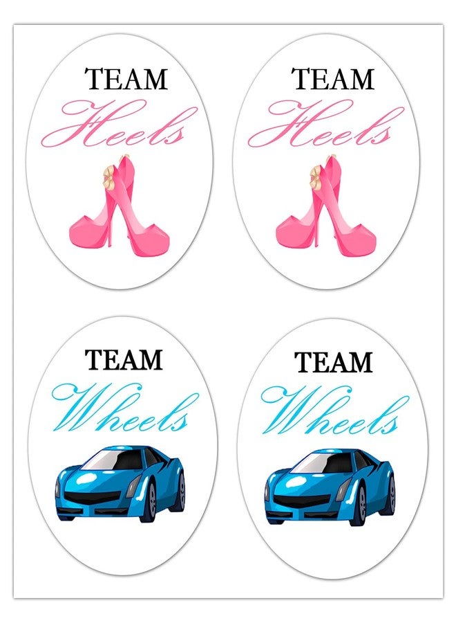 Remarkable Team Heels Wheels Gender Reveal Party Stickers,2.5 Inch Party Stickers Decorations Supplies Favors Voting Glossy(120 Pcs) - Image 3