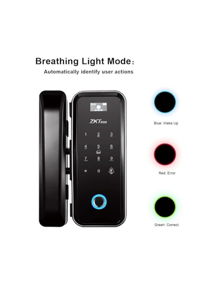 ZK teco Glass Door Lock with Door Bell, RFID, Fingerprint, Remote & Passcode - GL300 Glass (10-12 mm Thickness) - Image 3