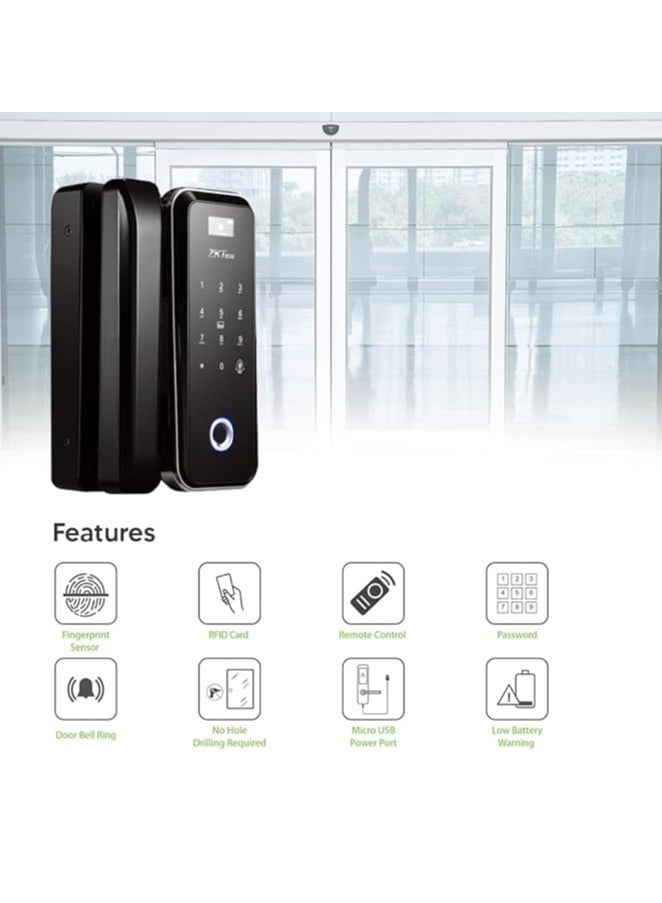 ZK teco Glass Door Lock with Door Bell, RFID, Fingerprint, Remote & Passcode - GL300 Glass (10-12 mm Thickness) - Image 5