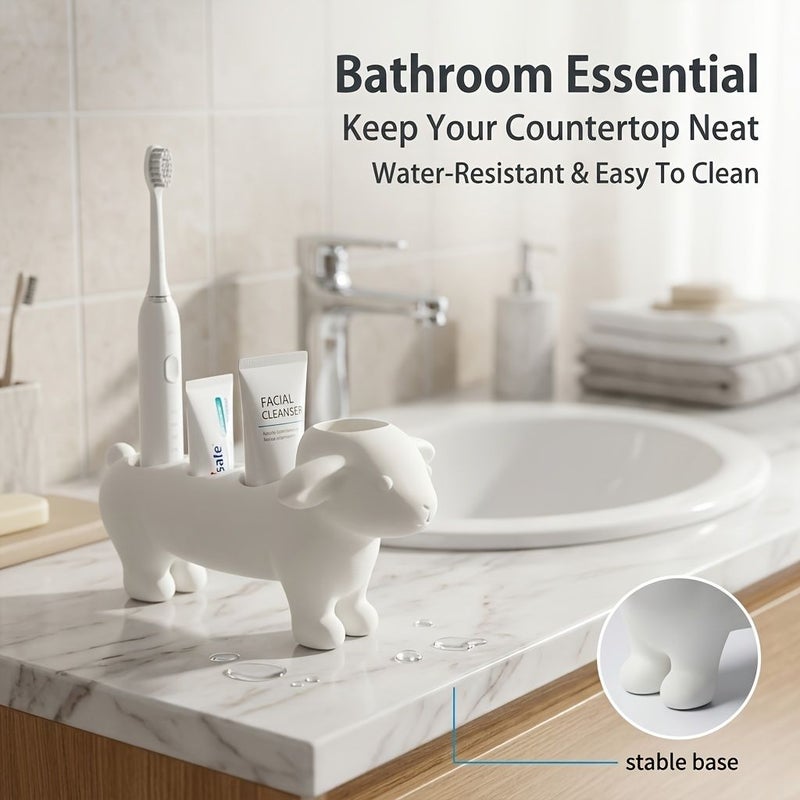 Black 4 Compartment Farmhouse Toothbrush Holder Space Saving Bathroom Storage - Image 4